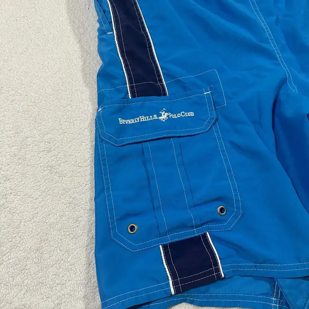 Beverly Hills Polo Club Men's Blue Cargo Swim Trunks Board Shorts XL